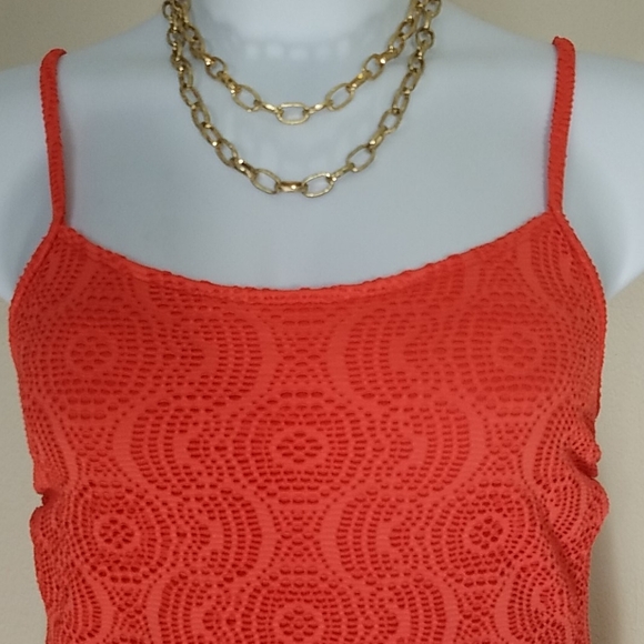 Swimsuit one piece red Mesh lined built-in bra Large - Picture 6 of 9